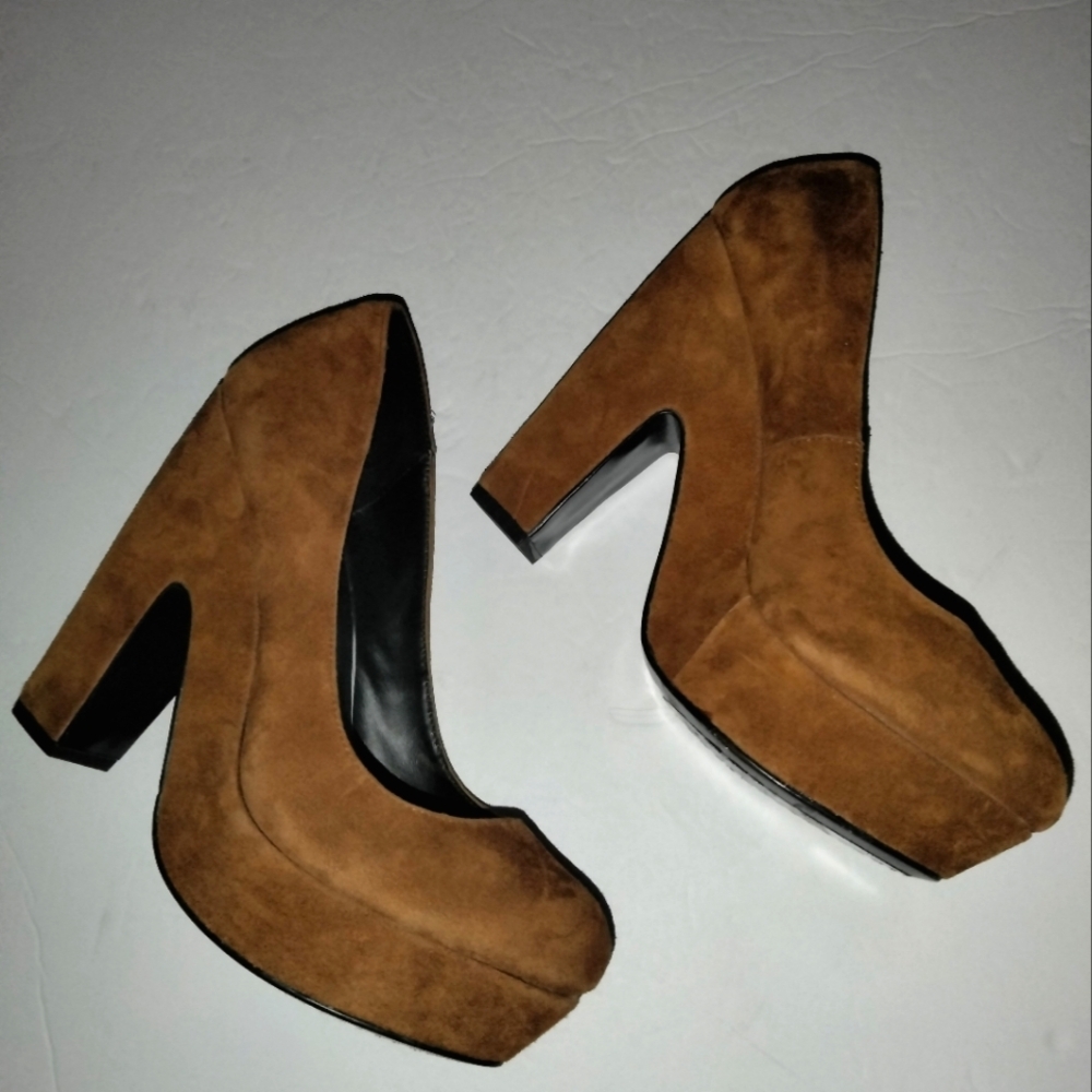 Dolce Vita (Size 8) Brown Suede Upper Slip-on Platform Chunky Block Heels